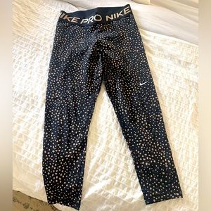 Nike Pro Leggings. Black with Cream dots. Size: M